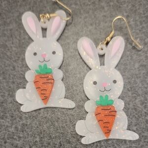Whimsical White and Pink Bunny Jewelry